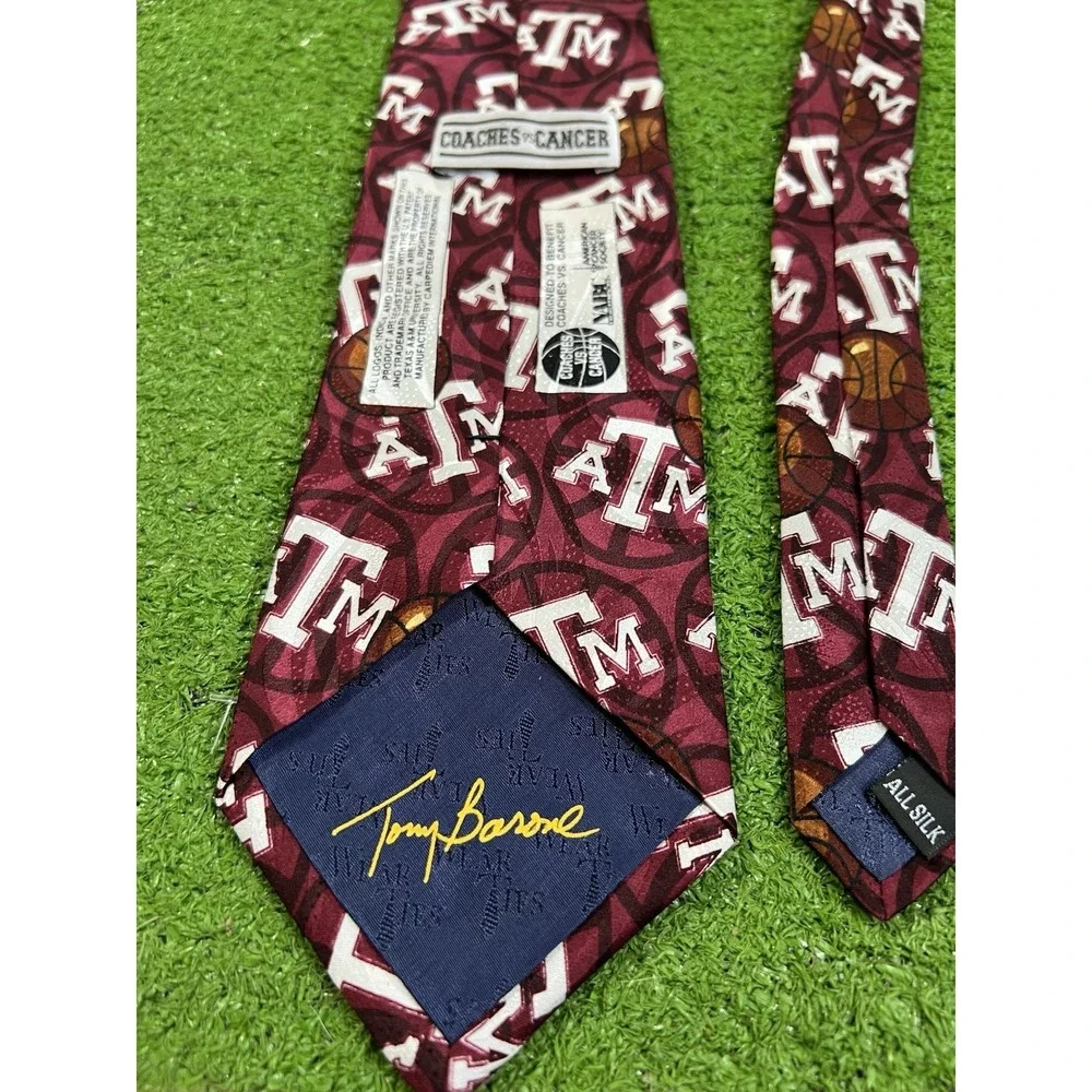 Vintage Texas A&M‎ Team Issue Tie Aggie Basketball Coach Signed Tony Barone 1995